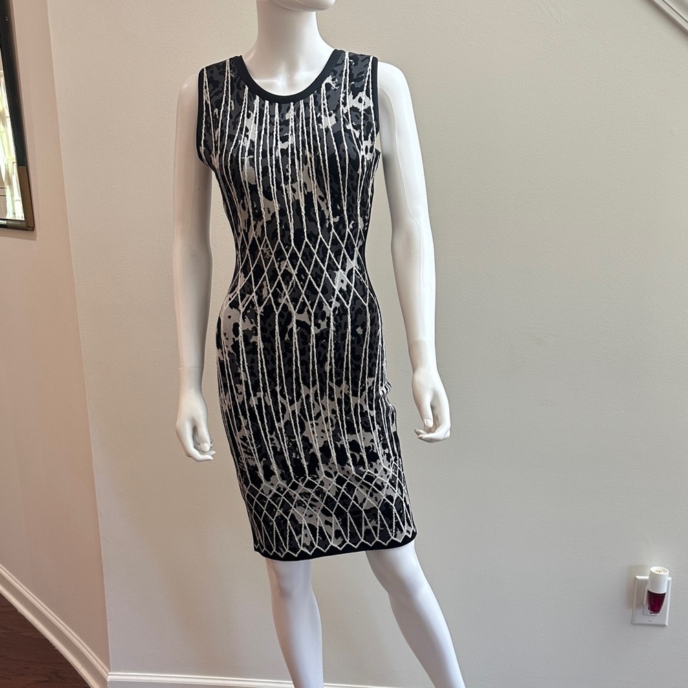Herve Leger Black and White Sleeveless Dress